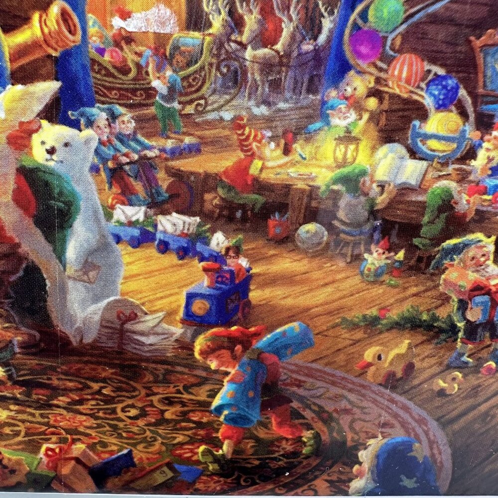Thomas Kinkade Santa's Workshop Puzzle 26.6" x 19" Christmas Jigsaw 1000 Pieces - Picture 6 of 16